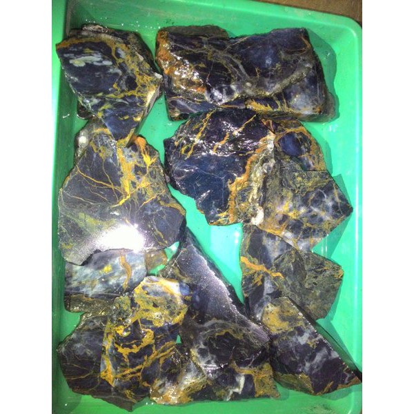 Blue Opal Mizone Serat Emas Rough Tembus Kristal Murah