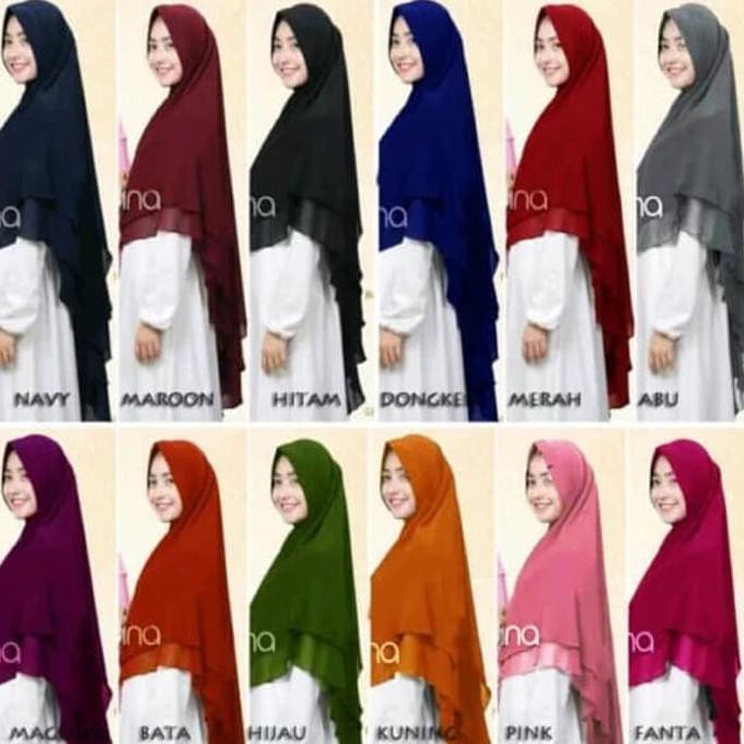 KHIMAR ceruty jumbo 2 layer pet antem hijab jilbab syari kerudung