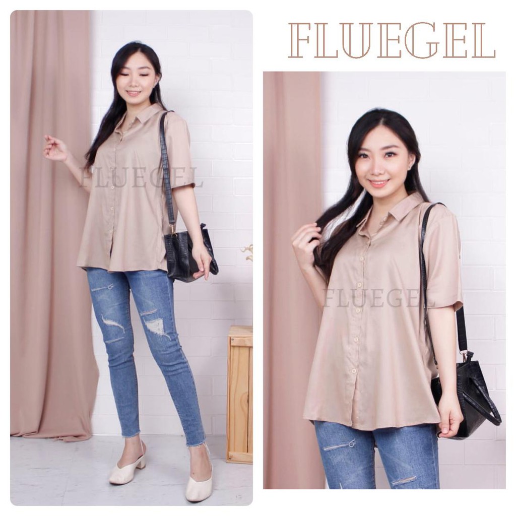 Kemeja Wanita Lengan Pendek Rayon