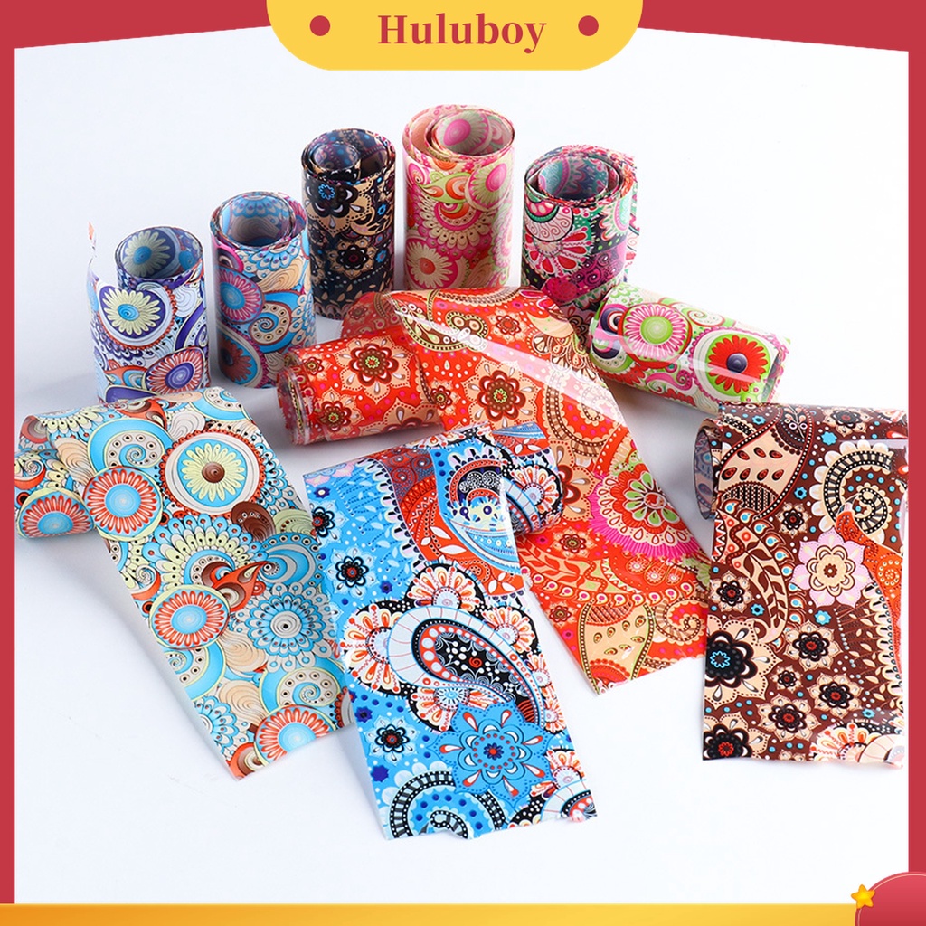 Huluboy Huluboy♡ 10pcs / Set Stiker Kuku 3D Motif Totem Gaya Etnik Retro Untuk Wanita