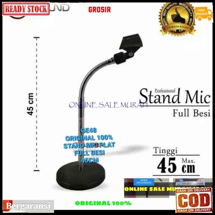 G48 Stand mic meja full besi original 100% holder mik table standing microphone mimbar podium mik penyangga mikrophone tiang pegangan Fleksible flexsible karaoke musik DJ  Bisa segala jenis MICROPHONE JAMINAN ANTI JATUH FULL BESI  Dapet holder Tinggi : 30