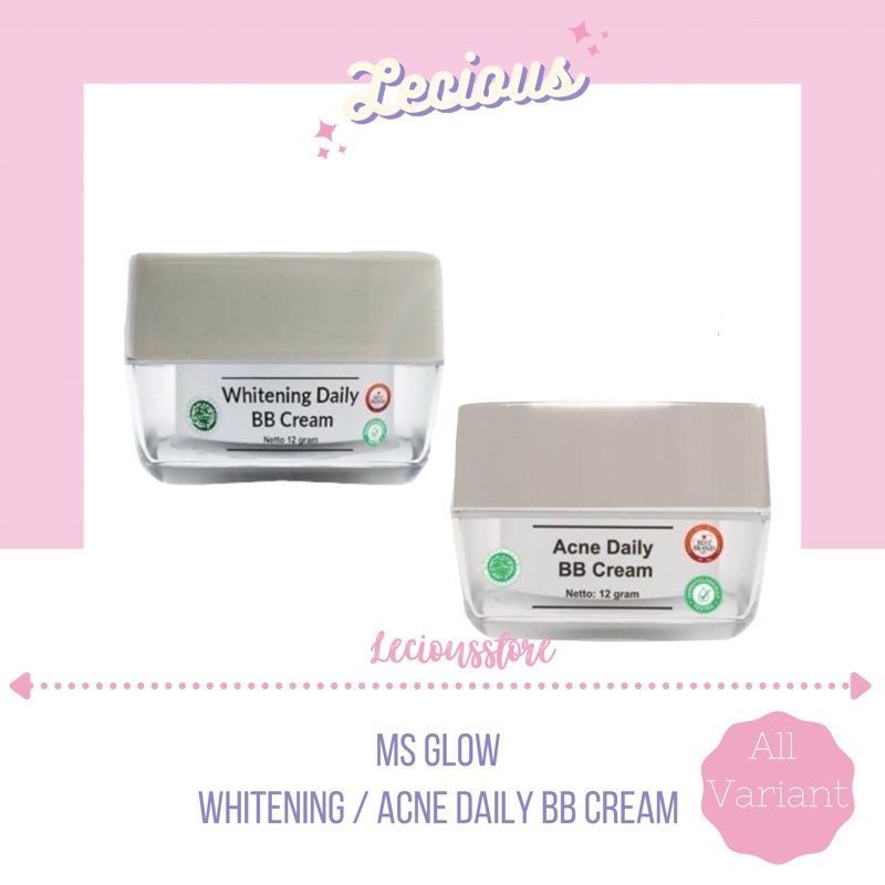 ms glow whitening acne daily bb cream krim pagi spf bluelight msglow