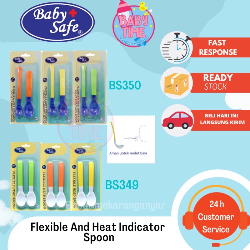 Sendok Makan Bayi Flexible &amp; Heat Sensor Indicator Spoon BS350 / Baby Safe BS349 Sendok Lentur Babysafe