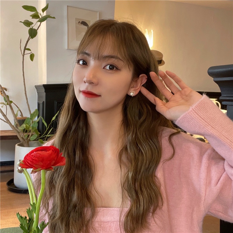 Anting Desain Hati Aksen Mutiara Gaya Korea Untuk Wanita