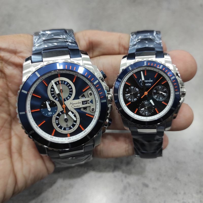 JAM TANGAN ALEXANDRE CHRISTIE AC 6455 COUPLE NEW AC6455 NAVYSILVER ORIGINAL
