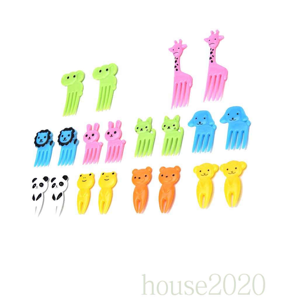 [house2020]10pcs Animal Fruit Fork Mini Cartoon Children Snack Cake Dessert Food Fruit Pick Toothpick Lunches Decor Random Color