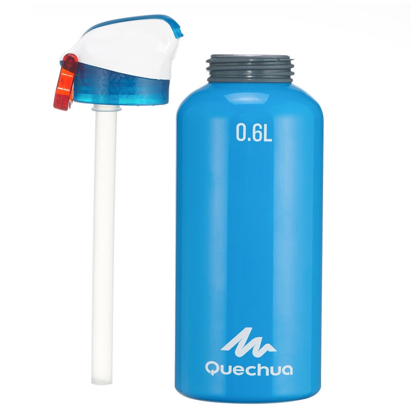 QUECHUA Botol Air Aluminium 0.6L Instant Opening Dengan Sedotan Hiking Camping Trekking