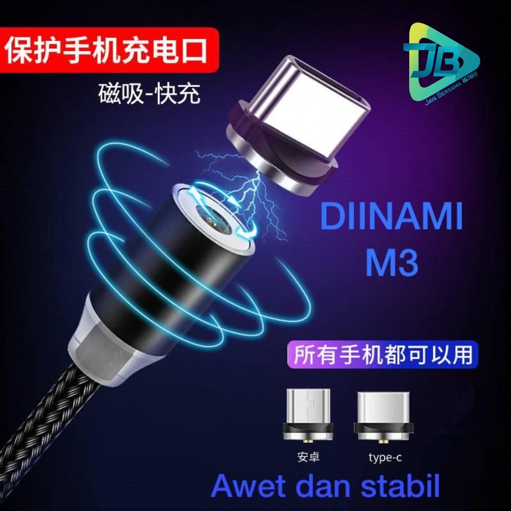 BM017 Kabel cable DIINAMI charger Cashan casan magnet magnetic 3in1 Micro iPhone tipe c fast charging 2.4A JB4990