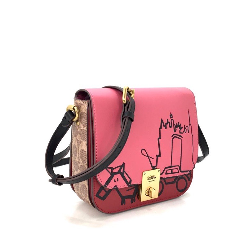 CH Hutton Saddle Bag In Signature Canvas Abstract Horse Carriage