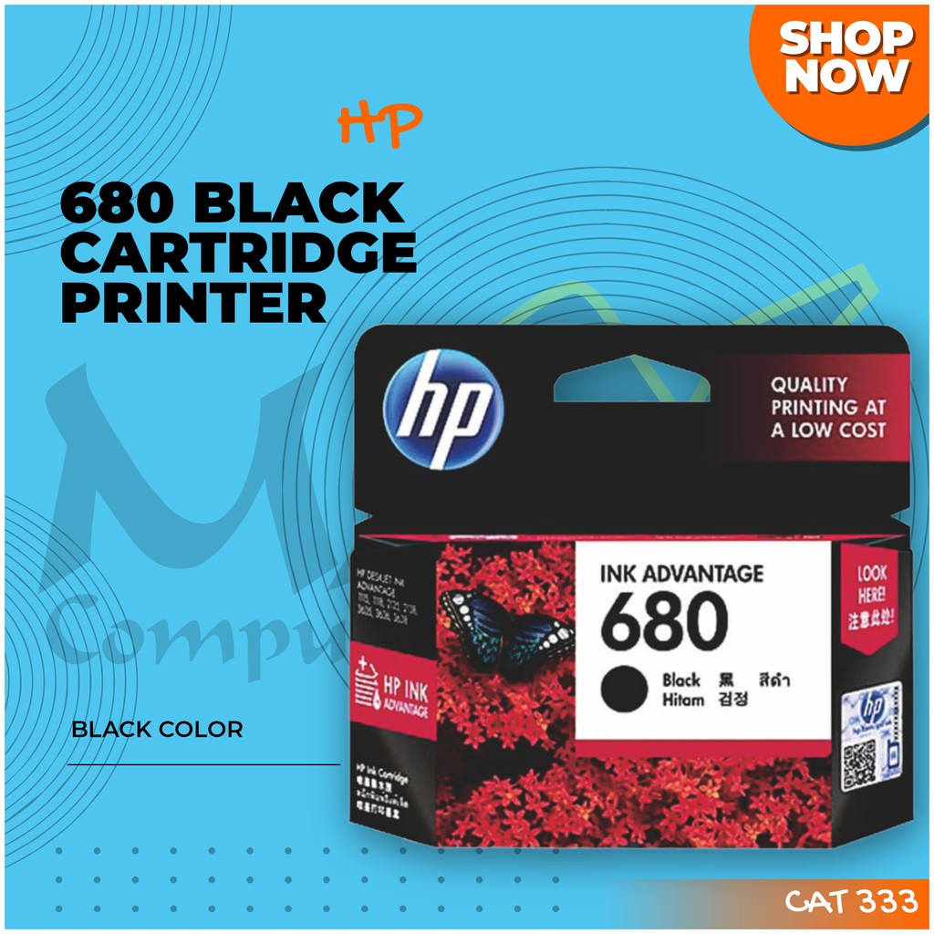 HP 680 Black Support DeskJet 1110 1115 2130 Ink Cartridge Warna Hitam