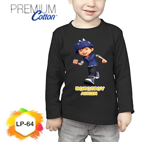 Baju Boboiboy Angin Longsleeve Anak Premium Kaos #LP-64