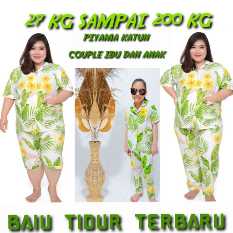 BAJU TIDUR COUPLE IBU DAN ANAK MOTIF PUTIH CORAK SETELAN CELANA