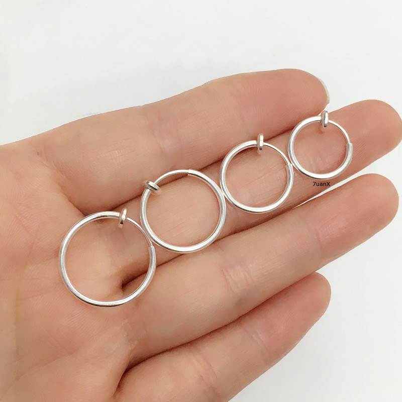 2pcs Anting Klip on Sterling Silver 925 Hypoallergenic 14-20mm Untuk Pria / Wanita