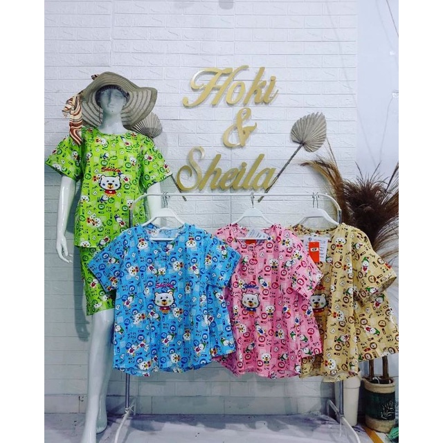 Baju Tidur HOKI &amp; SHEILA Katun wanita Celana 3/4 (Top Bear)