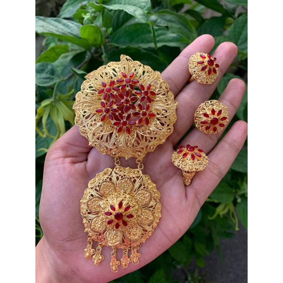 bros alpaka bali set kebaya motif jaring t2 padi bunga2