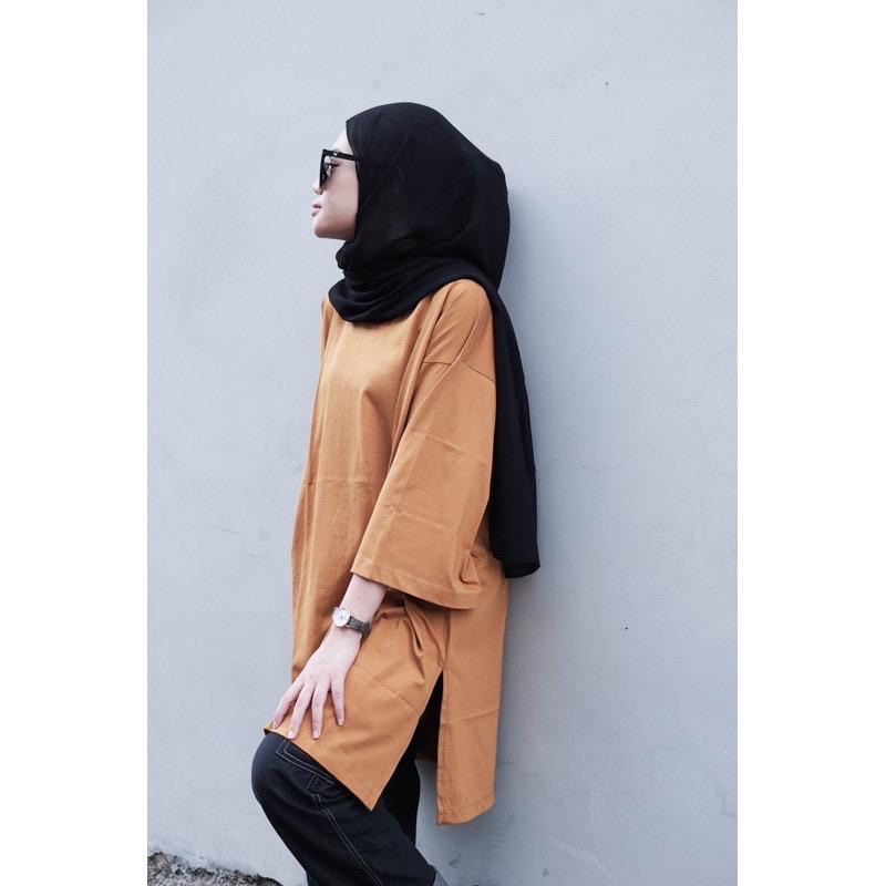 BEFAST - ZGW OOTD Kaos Oversize NALIYA / Oversize Meldev Kaki Belahan Premium Tebal / Kaos Oversize Wanita Terbaru / Tshirt Polos / Atasan Wanita Lengan 3/4 / Pakaian Casual Wanita / Kaos Jumbo Kekinian Remaja Wanita / Trendy / Oversize Kaos Termurah