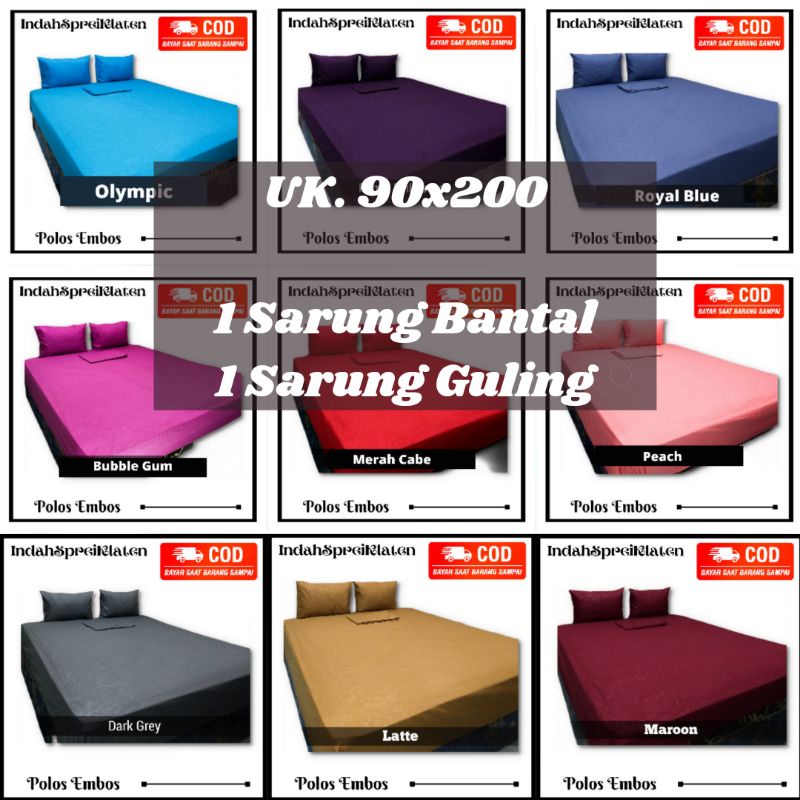 Sprei Homemade Polos Embos 90x200 Murah Free Sarung Bantal Guling Perlengkapan Kamar Tidur