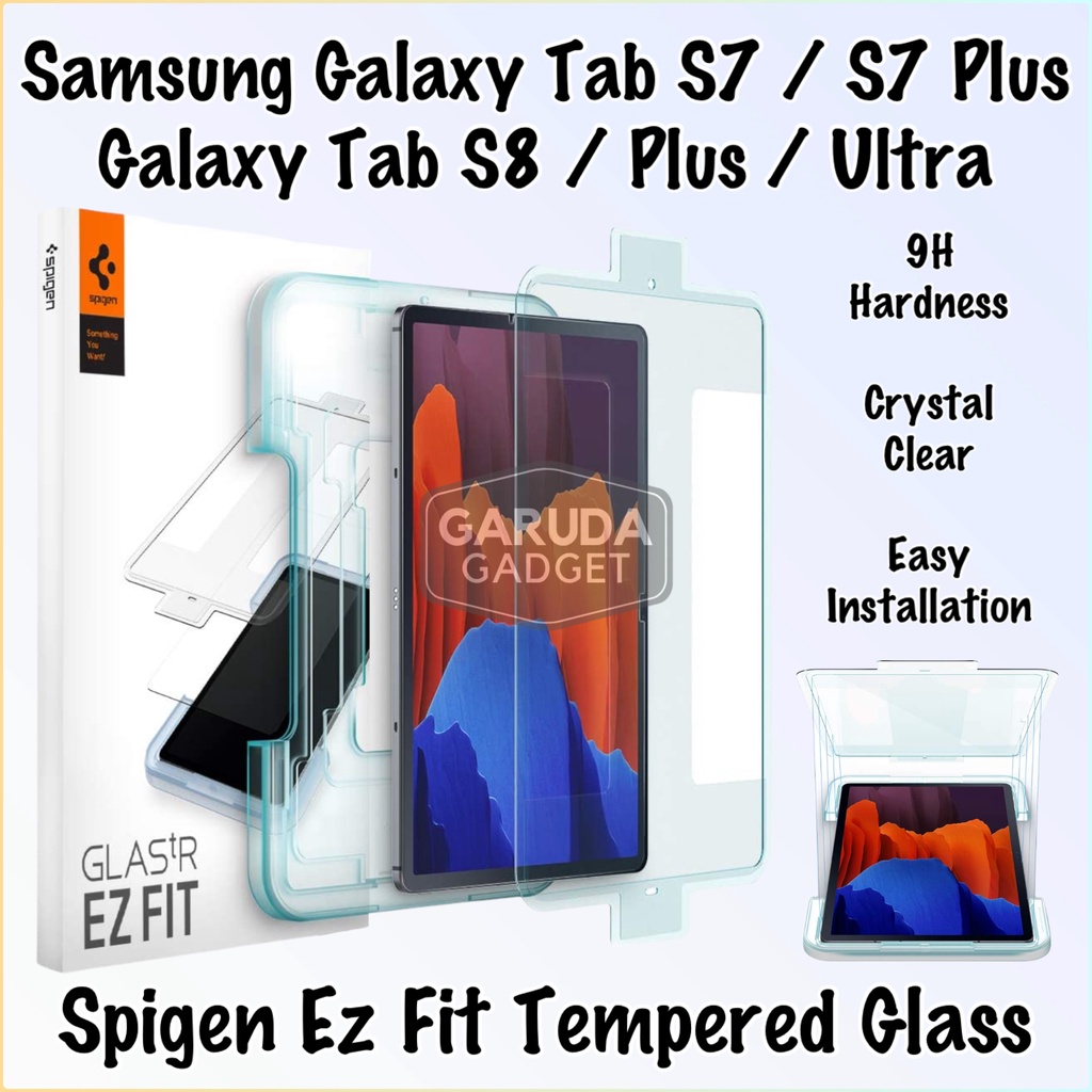 tempered glass samsung galaxy tab s8 s7 plus ultra spigen ez fit glas tr screen guard protector anti
