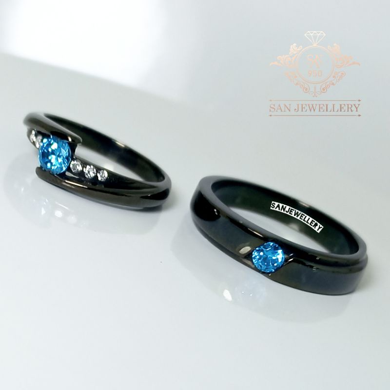 Cincin nikah platinum black perak palladium emas couple kawin tunangan H10