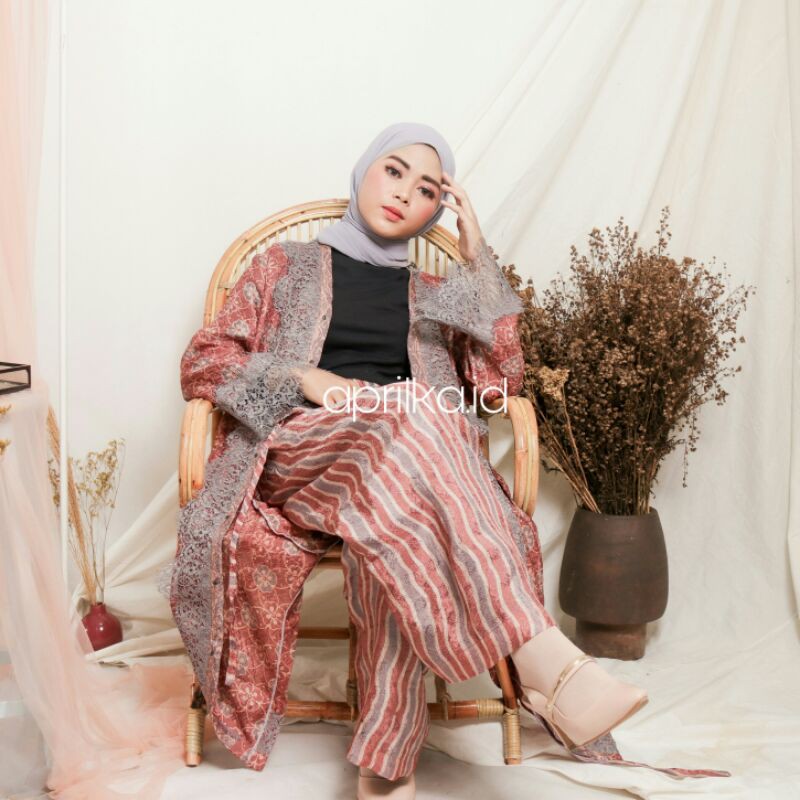 set aura baju pesta baju kondangan batik viscose
