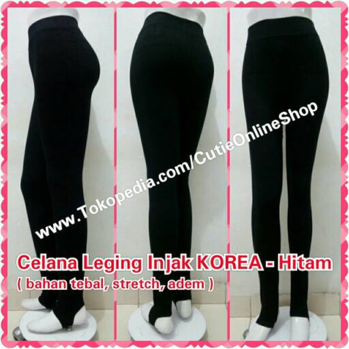 Celana Leging Injak KOREA   Hitam   Legging Import Hijab Tebal Panjang