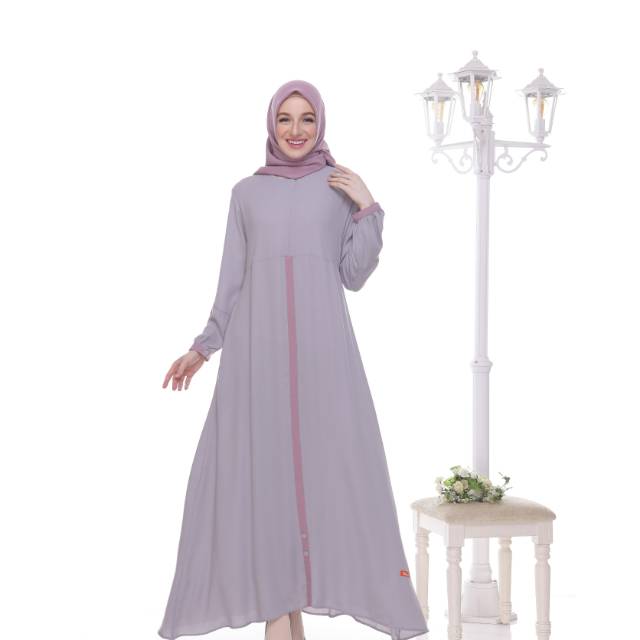 Gamis Soft Series Nibras Warna Abu Muda NSS 002