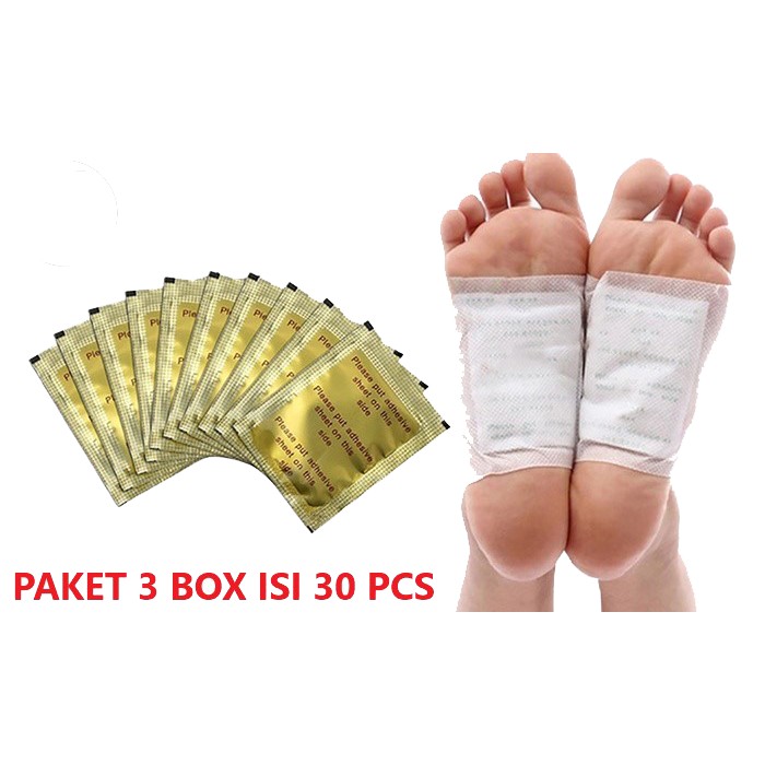 3 BOX ISI 30 PCS  Kinoki Gold Detox Foot Pads Ampuh Buang Racun (Koyo Kaki Herbal) Beli 2 Gratis 1