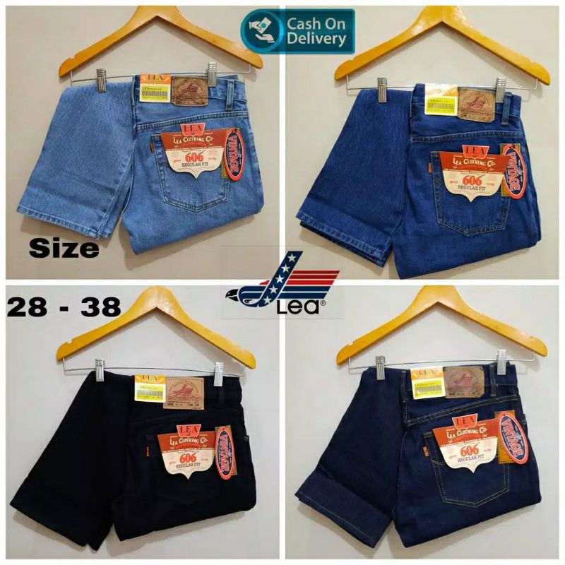 Celana Jeans Lea 606 Pria Panjang Standart Reguler Size 28 - 38 celana jeans standart celana reguler