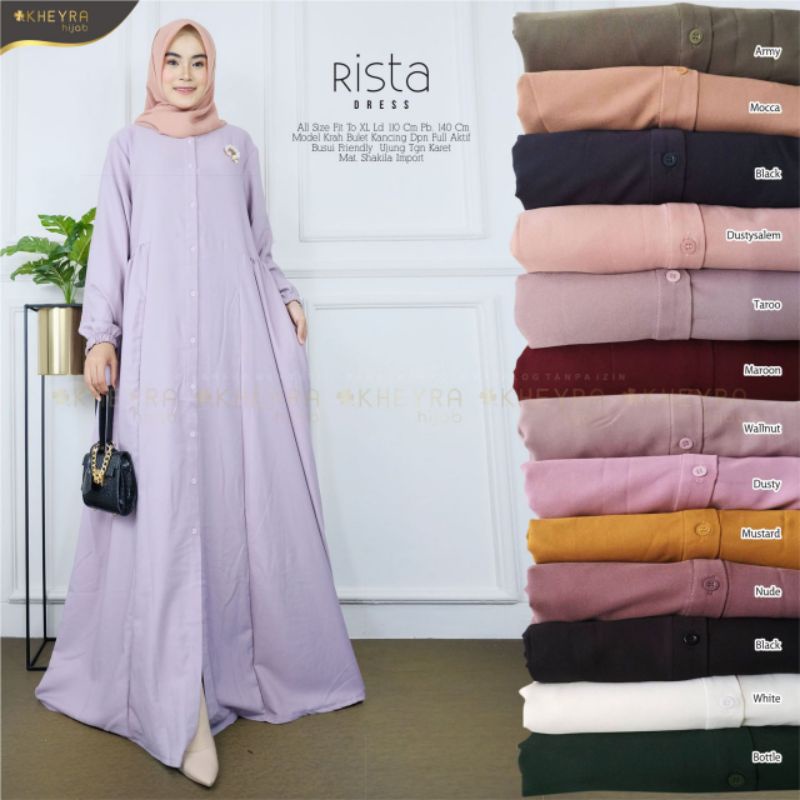 RISTA DRESS BAHAN SHAKILA IMPORT Original by Kheyra Hijab