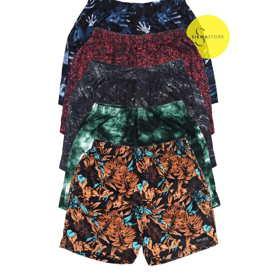 Dapatkan CELANA BOXER/BOKSER/KOLOR DISTRO PRIA BAHAN KAOS COTTON COMBED PRINTING 30s  ALL SIZE (BUKA