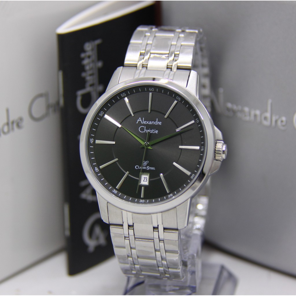 ALEXANDRE CHRISTIE 8636 SILVER BLACK PRIA ORIGINAL AC8636 AC 8636 JAM TANGAN COWOK ARLOJI COWOK