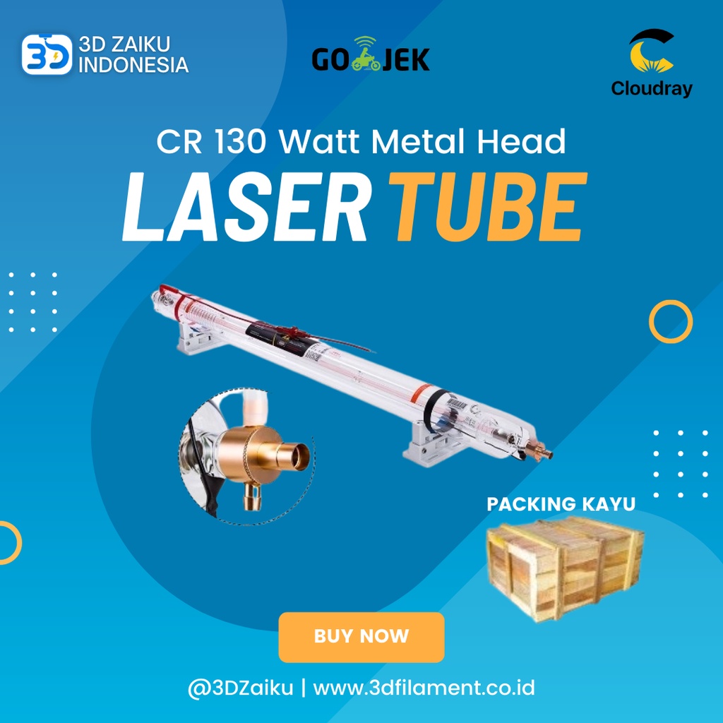 CloudRay CO2 Laser Tube Tabung Laser CR 130 Watt 130W Metal Head