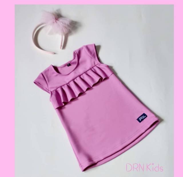 Dress/kaos scuba ruffle anak