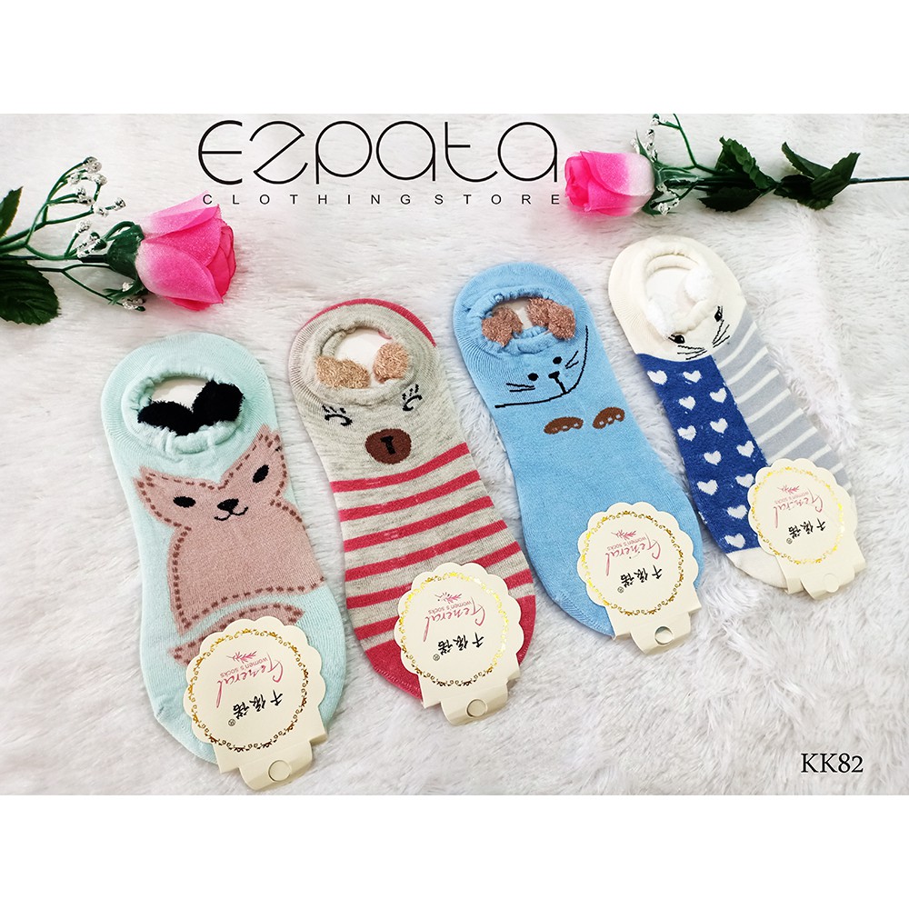 Kaos Kaki Hidden Socks Remaja Dewasa Korea Telinga Binatang Lucu Motif Random