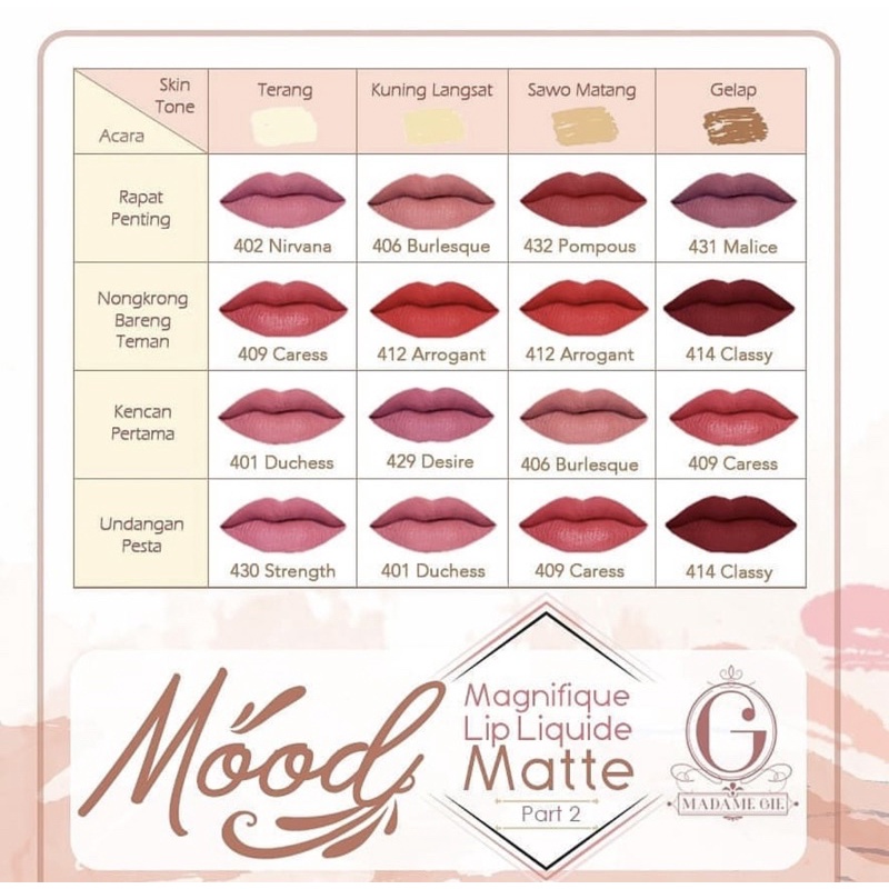 Madame Gie Magnifique Lip Liquide Matte CLASSIC SERIES - MakeUp Lip Cream Lipstik