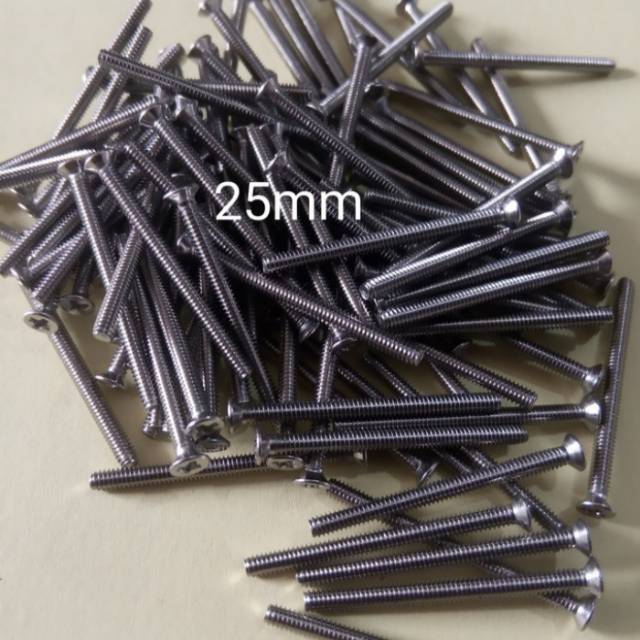 REP TAMIYA 15510 STAINLESS STEEL COUNTERSUNKS SCREW (100PCS) / BAUT PIPIH PALA RATA M2 (HARD STEEL MATERIAL)BAHAN KERAS