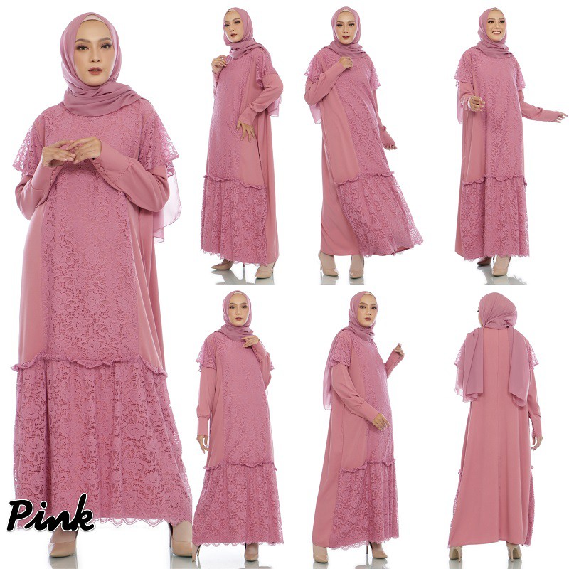 SAFA - SAVA MAXI / DRESS / GAMIS / LONG DRESS MUSLIM - BAHAN IT CREPE MIX BRUKAT - BAJU LEBARA