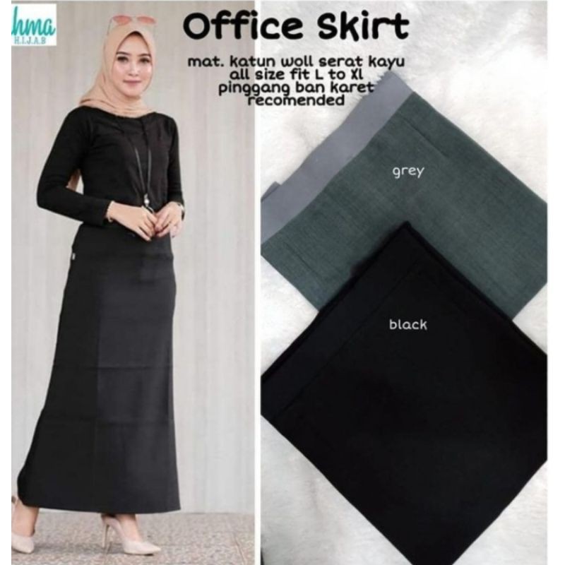 ROK KERJA  WANITA PANJANG PINGGANG KARET MODEL A/ ROK PANJANG SPAN