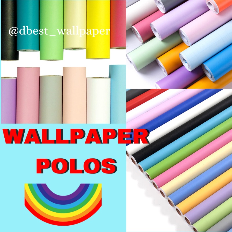 Wallpaper Walpaper Wall Stiker Sticker Polos Putih White Hitam Black Ungu Purple Coklat Biru Gold Em