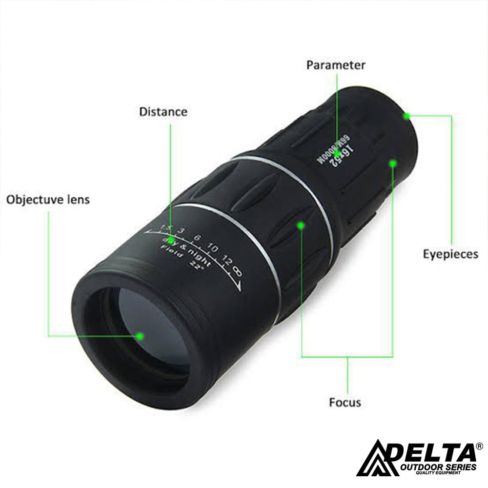 DELTA 16*52 Teropong Monocular Perbesaran Lensa Coating Jernih /Teleskop Lensa Zoom / Monocular 16*52 40mm Teropong Focus Jarak Jauh-5