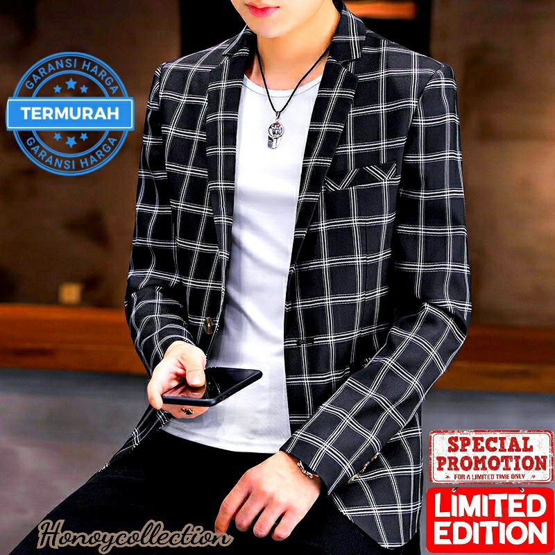 Jas blazer kotak/blazer pria kotak/jas formal model kotak/jas resmi model slimfit