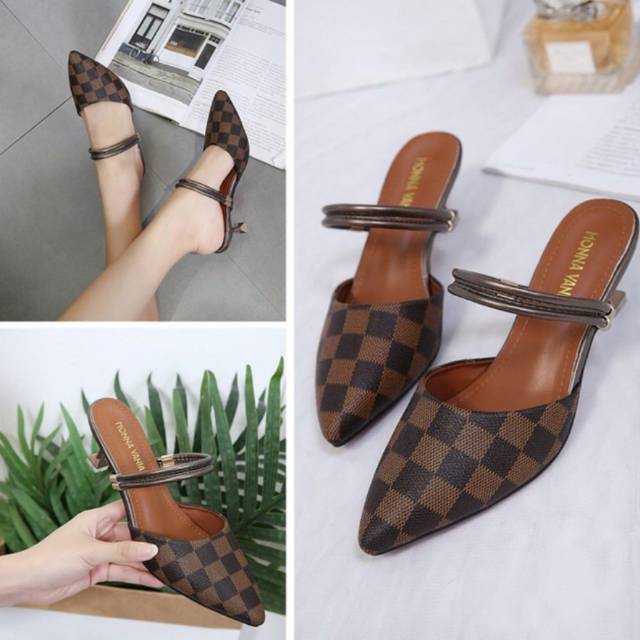 ABBUSHOES F 06 High Heels Motif Catur 7cm