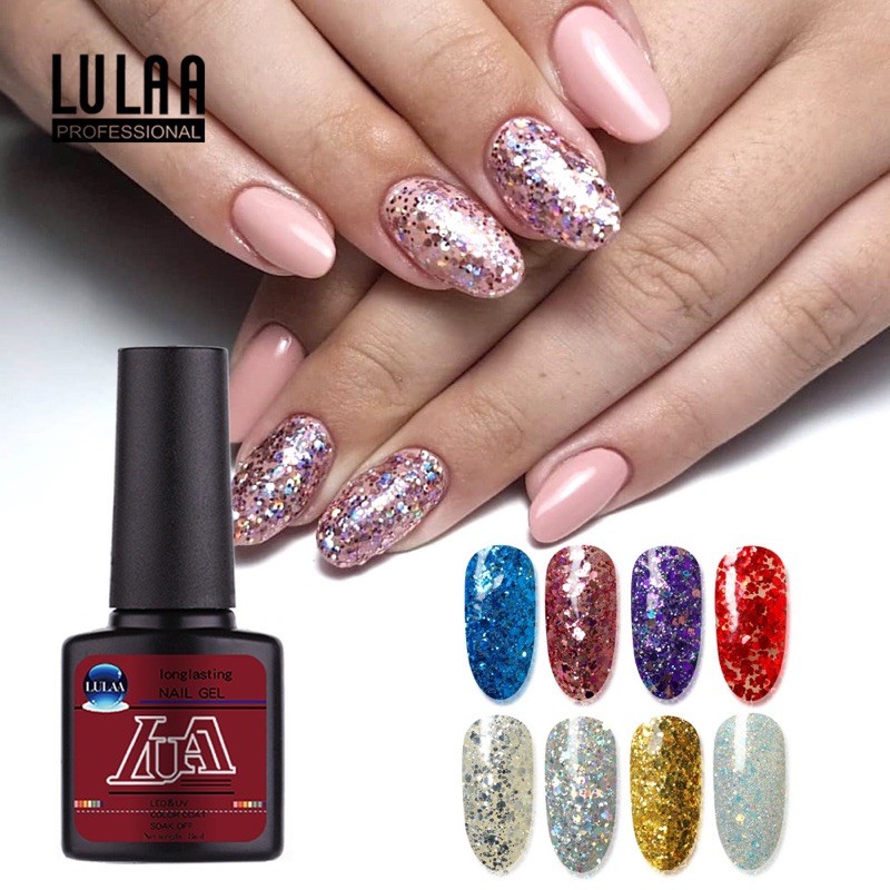 LULAA glitter gel polish 7ml uv led lamp soak off gel polish kutek gel nailart