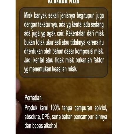 Misk Musk Mis Thaharah Tahara Thahara Taharah Parfum Minyak Wangi Islami Wanita Cewe Ori Import Arab