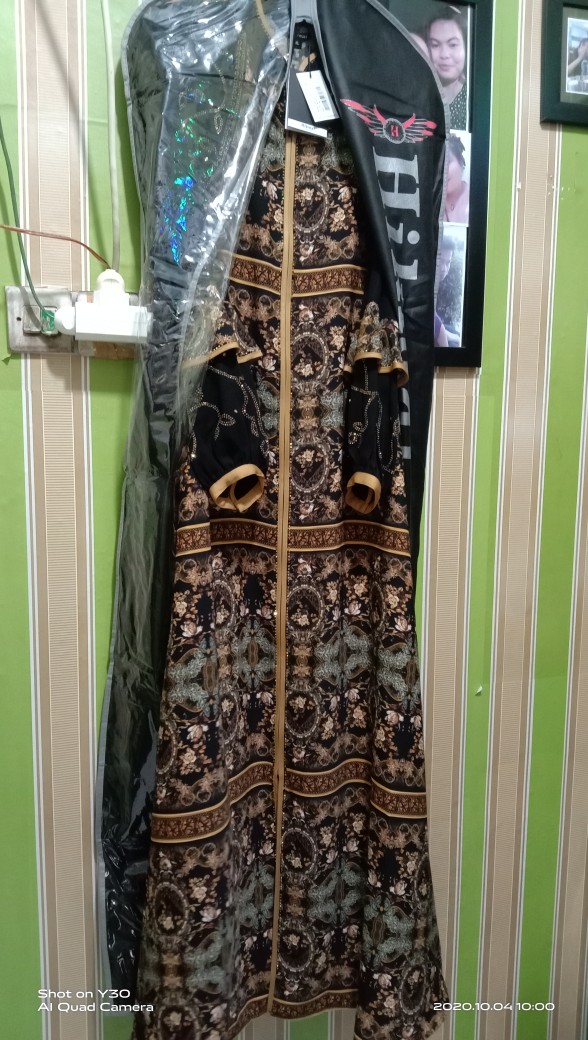 As19 L [a9211] Abaya Hikmat, Gamis, Syari, Motif Batik, Fashion, Muslimah, Premium, Abaya Hitam