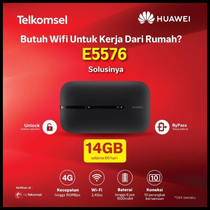 (Harga Termurah) Modem Mifi Huawei E5573 4G Lte Bundling Telkomsel 14Gb