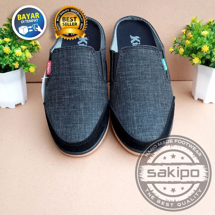 PROMO 9.9 !! SLOP KASUAL PRIA DEWASA SLIP ON WARNA HITAM 102 MURAH BERKUWALITAS SOL KARET TRENDI NYAMAN DIPAKAI / SEPATU SANTAI PRIA DEWASA / SEPATU KERJA LAPANGAN / SEPATU KERJA KANTORAN / SAKIPO