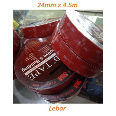 Double Tape Isolasi Bolak Balik Foam 3M VHB Merah 0.5 Inch 24mm x 4.5M Made in USA Original