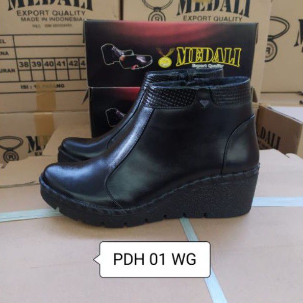 Sepatu Kulit PDH wanita boots Polri TNI security guard PNS sepatu kerja formal tampil lebih kece