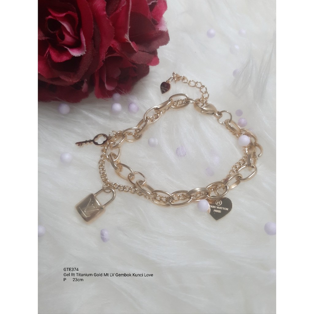Gelang Rantai Titanium Mt LV Gembok Kunci GTE375 GTE374